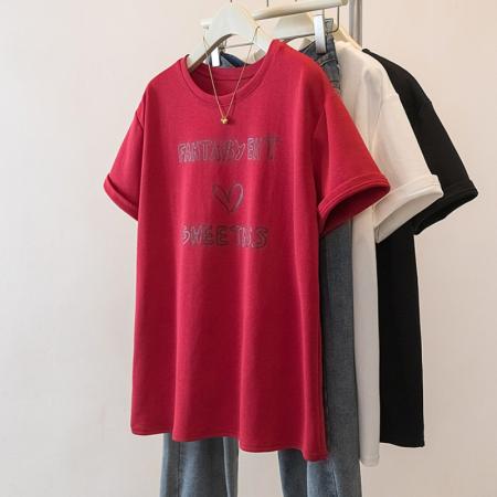 FA56143# 大码春夏新款中长款短袖T恤女宽松遮屁股百搭上衣 服裝批發女裝批發服飾貨源