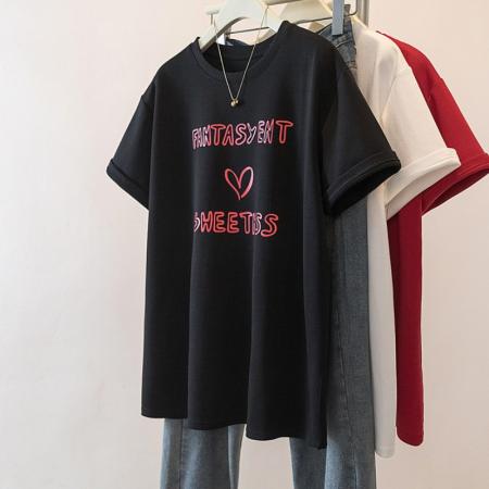 FA56143# 大码春夏新款中长款短袖T恤女宽松遮屁股百搭上衣 服裝批發女裝批發服飾貨源