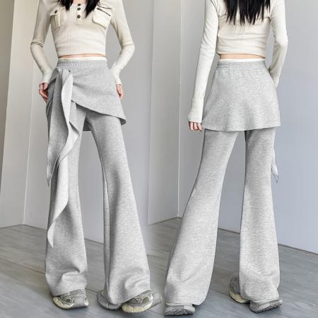 FA56146# 假两件美式辣妹弹力微喇裤女春夏新款高腰显瘦韩版休闲裤潮 服裝批發女裝批發服飾貨源