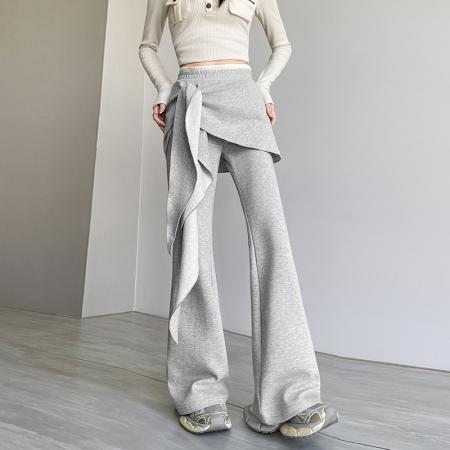 FA56146# 假两件美式辣妹弹力微喇裤女春夏新款高腰显瘦韩版休闲裤潮 服裝批發女裝批發服飾貨源