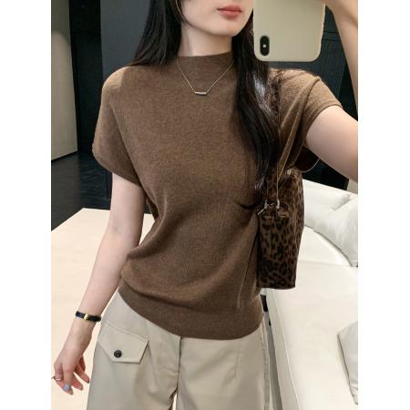 FA56149# 图半高领无袖针织衫女夏季修身显瘦设计感毛衣收腰高级感上衣 服裝批發女裝批發服飾貨源