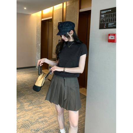 FA56149# 图半高领无袖针织衫女夏季修身显瘦设计感毛衣收腰高级感上衣 服裝批發女裝批發服飾貨源