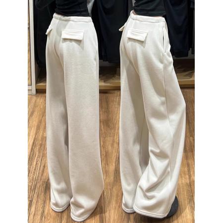 FA56156# 仿棉华棉复合有门禁卫裤慵懒垂感阔腿运动裤子 服裝批發女裝批發服飾貨源