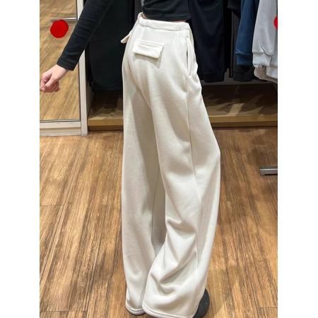 FA56156# 仿棉华棉复合有门禁卫裤慵懒垂感阔腿运动裤子 服裝批發女裝批發服飾貨源