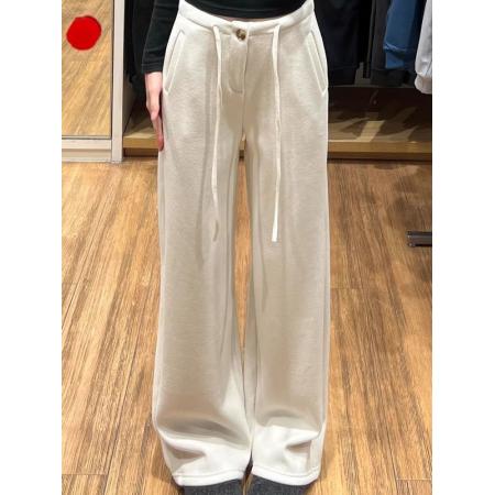 FA56156# 仿棉华棉复合有门禁卫裤慵懒垂感阔腿运动裤子 服裝批發女裝批發服飾貨源