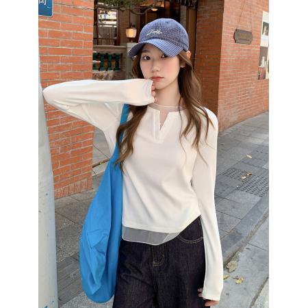 FA56167# 网纱拼接假两...