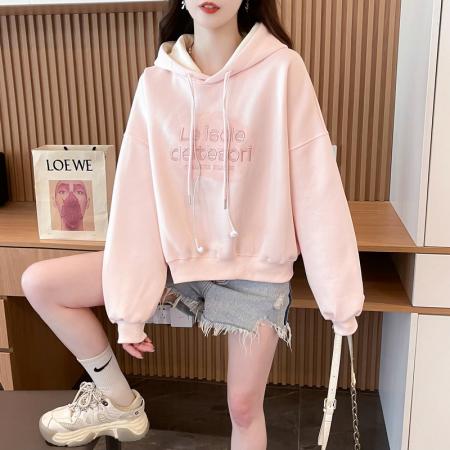 FA56187# 华棉复合春秋薄长袖卫衣女韩版宽松显瘦设计感上衣网红 服裝批發女裝批發服飾貨源