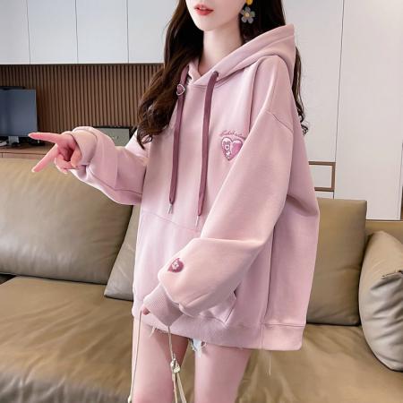 FA56192# 首发华棉复合连帽卫衣女春秋薄款潮外套大码女装 服裝批發女裝批發服飾貨源