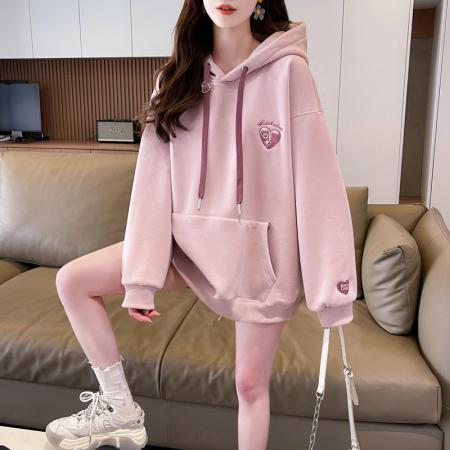 FA56192# 首发华棉复合连帽卫衣女春秋薄款潮外套大码女装 服裝批發女裝批發服飾貨源