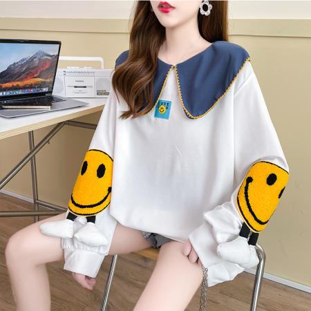 FA56194# 原版质量后包领特大码220斤特殊娃娃领中长款卫衣女外套 服裝批發女裝批發服飾貨源