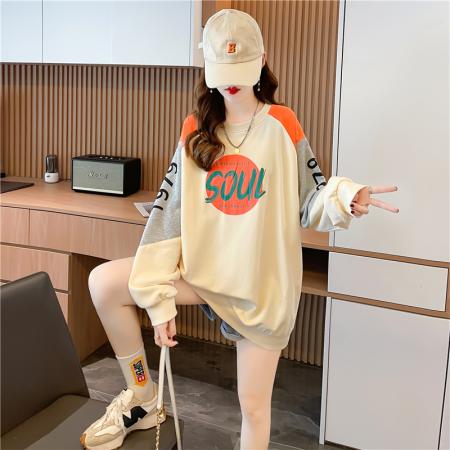 FA56198# 棉质大码女装春秋薄长袖卫衣女韩版宽松显瘦设计感上衣网红 服裝批發女裝批發服飾貨源