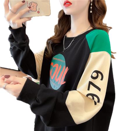 FA56198# 棉质大码女装春秋薄长袖卫衣女韩版宽松显瘦设计感上衣网红 服裝批發女裝批發服飾貨源