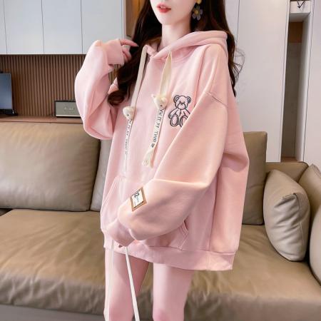 FA56199# 首发华棉复合连帽卫衣女春秋薄款潮外套大码女装 服裝批發女裝批發服飾貨源