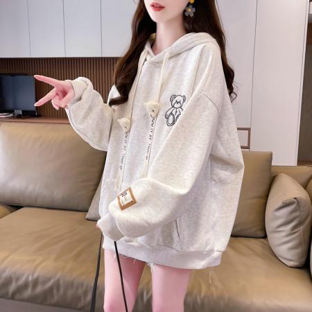 FA56199# 首发华棉复合连帽卫衣女春秋薄款潮外套大码女装 服裝批發女裝批發服飾貨源