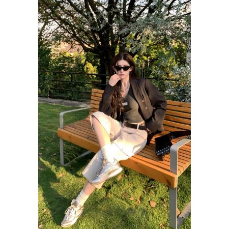 FA56219# 春季复古百搭不规则下摆西装外套设计感宽松拼接小众西服 服裝批發女裝批發服飾貨源