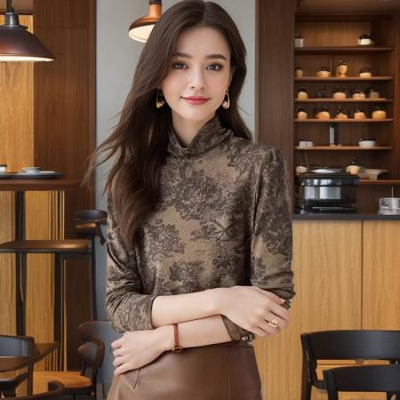 FA56227# 长袖上衣烫钻半高领修身高级水墨画打底衫女春新款印花T恤 服裝批發女裝批發服飾貨源