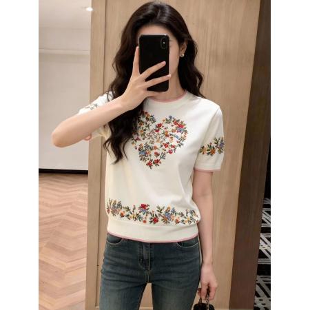 FA56228# 春女装新款绝美巨好看休闲花朵印花宽松型短袖圆领碎花 服裝批發女裝批發服飾貨源