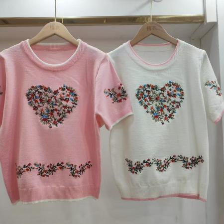 FA56228# 春女装新款绝美巨好看休闲花朵印花宽松型短袖圆领碎花 服裝批發女裝批發服飾貨源