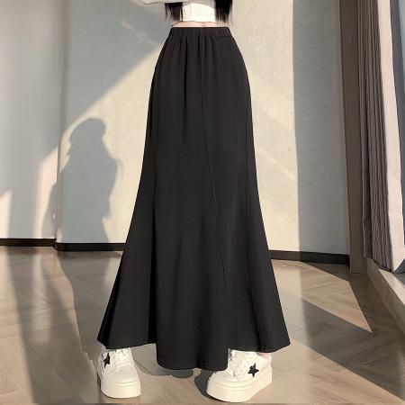 FA56253# 春夏新款高腰显瘦a字包臀裙垂感休闲中长大摆裙女 服裝批發女裝批發服飾貨源