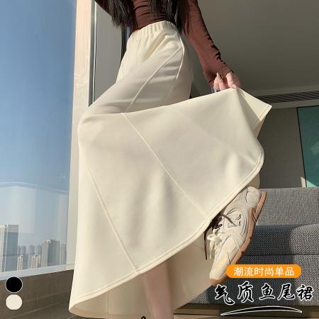 FA56253# 春夏新款高腰显瘦a字包臀裙垂感休闲中长大摆裙女 服裝批發女裝批發服飾貨源