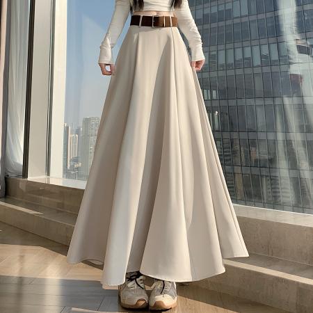 FA56255# 中长款a字西装半身裙女春夏新款高腰显瘦遮跨大摆一步伞裙 服裝批發女裝批發服飾貨源