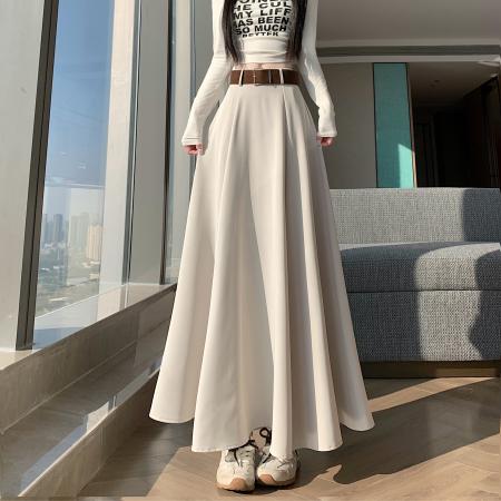 FA56255# 中长款a字西装半身裙女春夏新款高腰显瘦遮跨大摆一步伞裙 服裝批發女裝批發服飾貨源