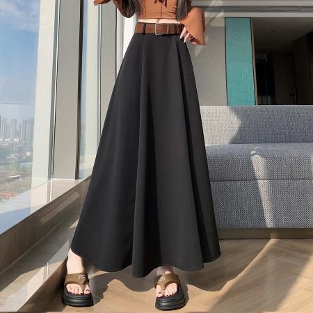 FA56255# 中长款a字西装半身裙女春夏新款高腰显瘦遮跨大摆一步伞裙 服裝批發女裝批發服飾貨源