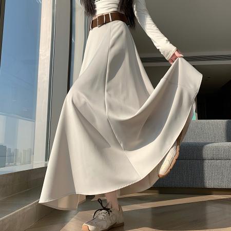 FA56255# 中长款a字西装半身裙女春夏新款高腰显瘦遮跨大摆一步伞裙 服裝批發女裝批發服飾貨源