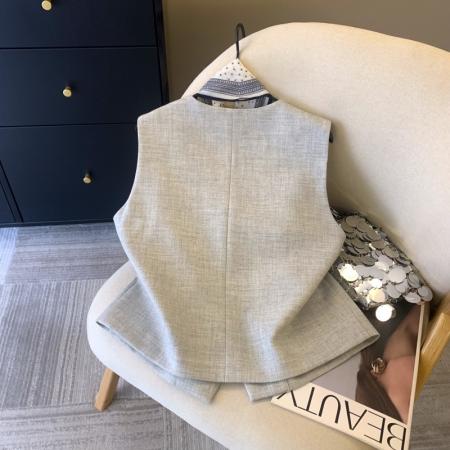 FA56260# 上高级配丝巾西装马甲外套女春季时尚洋气别致无袖上衣 服裝批發女裝批發服飾貨源