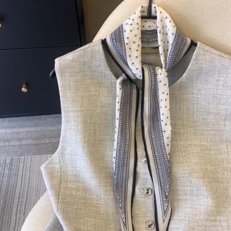 FA56260# 上高级配丝巾西装马甲外套女春季时尚洋气别致无袖上衣 服裝批發女裝批發服飾貨源