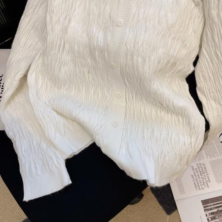 FA56261# 上褶皱白色长袖女设计感小众上衣春秋新款宽松短款衬衣 服裝批發女裝批發服飾貨源