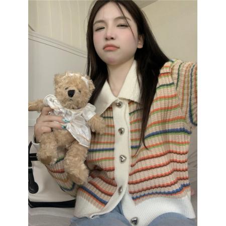 FA56263# 秋季韩版温柔风小香风圆领气质毛衣开衫外套女 服裝批發女裝批發服飾貨源