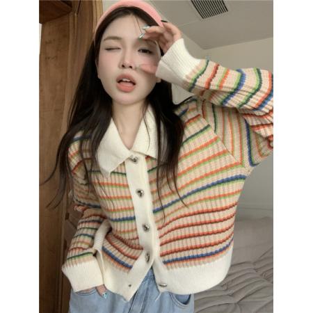 FA56263# 秋季韩版温柔风小香风圆领气质毛衣开衫外套女 服裝批發女裝批發服飾貨源