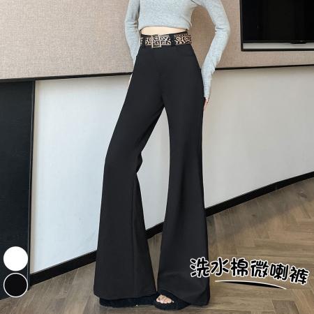 FA56271# 春季洗水棉西装微喇裤女高腰窄版休闲喇叭裤拖地马蹄裤子 服裝批發女裝批發服飾貨源