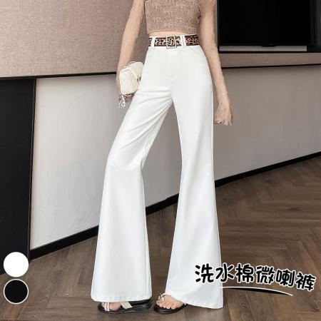 FA56271# 春季洗水棉西装微喇裤女高腰窄版休闲喇叭裤拖地马蹄裤子 服裝批發女裝批發服飾貨源