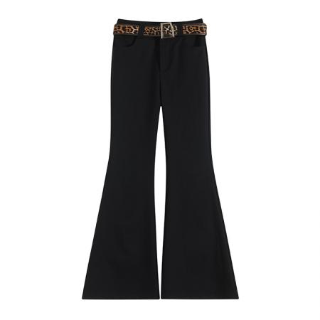 FA56271# 春季洗水棉西装微喇裤女高腰窄版休闲喇叭裤拖地马蹄裤子 服裝批發女裝批發服飾貨源