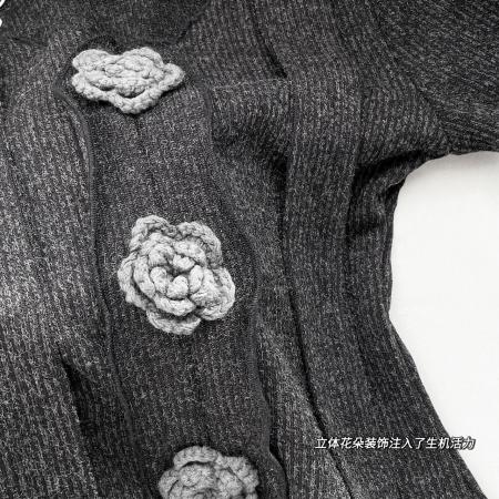 FA56283# 木木家设计感立体花朵飘带上衣+松紧高腰显瘦半身裙 服裝批發女裝批發服飾貨源