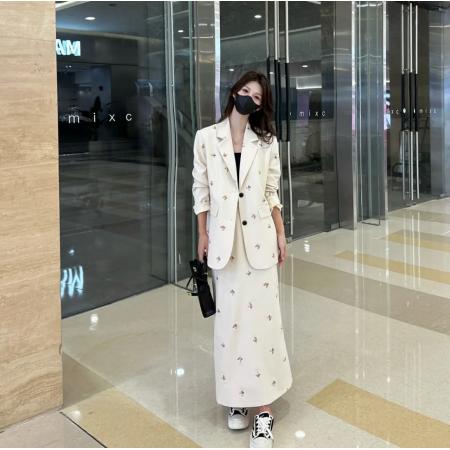 FA56287# 春季气质高级感西装外套高腰显瘦半身裙三件套 服裝批發女裝批發服飾貨源