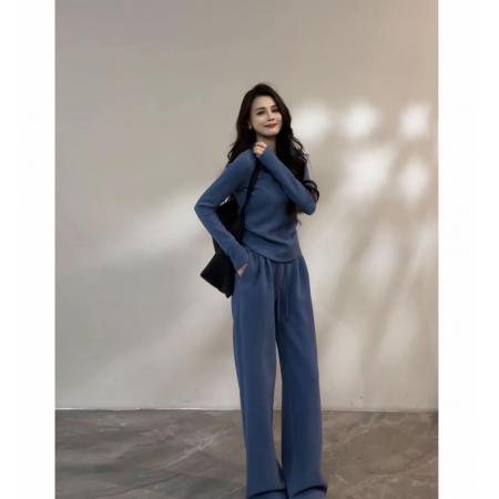 FA56289# 大婷婷冬季新款慵懒时尚绵羊毛显瘦通勤百搭简约休闲套装 服裝批發女裝批發服飾貨源