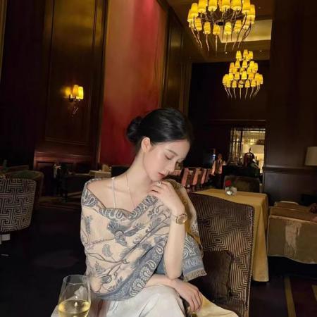 YF6909# 图片色秋冬波西米亚风提花刺绣腰果花图腾仿羊绒柔顺披肩空调房外搭