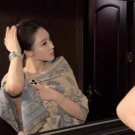 YF6909# 图片色秋冬波西米亚风提花刺绣腰果花图腾仿羊绒柔顺披肩空调房外搭