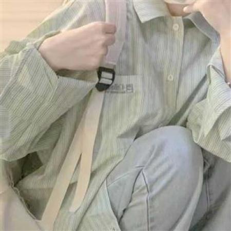 YF6997# 图片色港式字母刺绣口袋慵懒风长袖翻领条纹显瘦胖MM大码衬衣