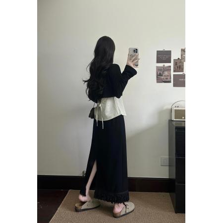 FA56316# 大码女装胖mm新款假两件拼接上衣休闲裙子裤子两件套 服裝批發女裝批發服飾貨源