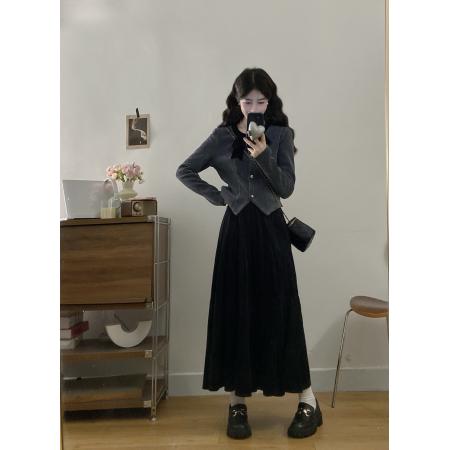 FA56317# 大码女装胖mm新款秋冬时尚气质显瘦外套+半身裙两件套 服裝批發女裝批發服飾貨源