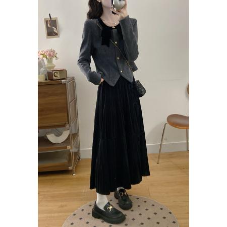 FA56317# 大码女装胖mm新款秋冬时尚气质显瘦外套+半身裙两件套 服裝批發女裝批發服飾貨源