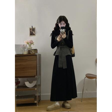 FA56320# 大码女装胖mm新款时尚气质设计感牛仔拼接上衣+半裙裤子套装 服裝批發女裝批發服飾貨源