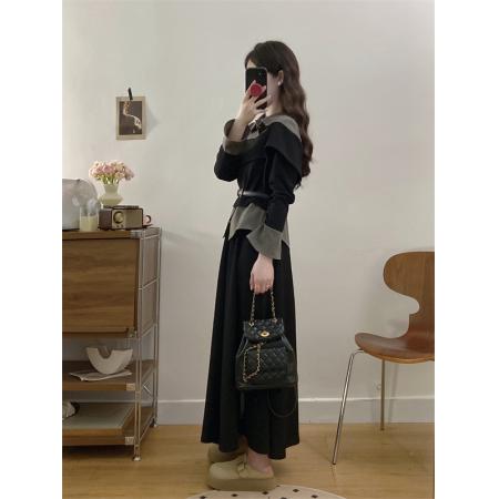 FA56328#大码女装胖mm新款牛仔拼接假两件上衣+裙子裤子两件套 服裝批發女裝批發服飾貨源