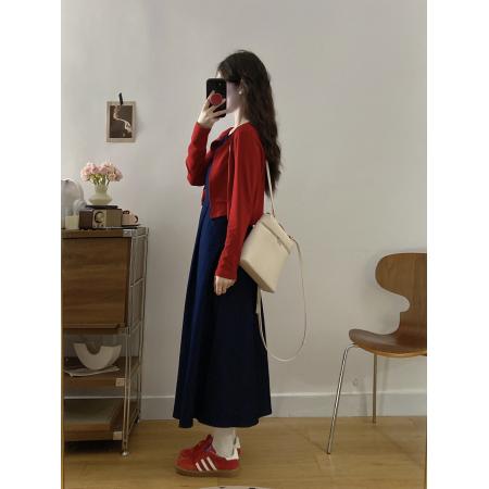 FA56334#大码女装胖mm新款牛仔背心收腰连衣裙+长袖披肩 服裝批發女裝批發服飾貨源