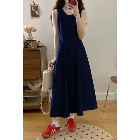 FA56334#大码女装胖mm新款牛仔背心收腰连衣裙+长袖披肩 服裝批發女裝批發服飾貨源