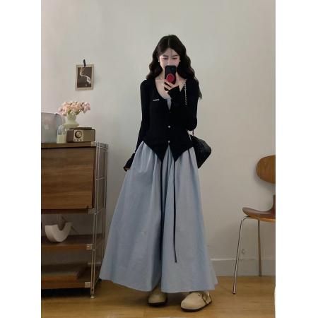 FA56338#大码女装胖mm新款不规则开衫+高级感显瘦背心裙两件套 服裝批發女裝批發服飾貨源